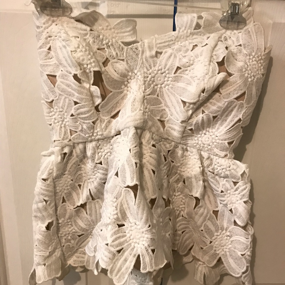 Stone Cold Fox Guipure Lace Tube Top